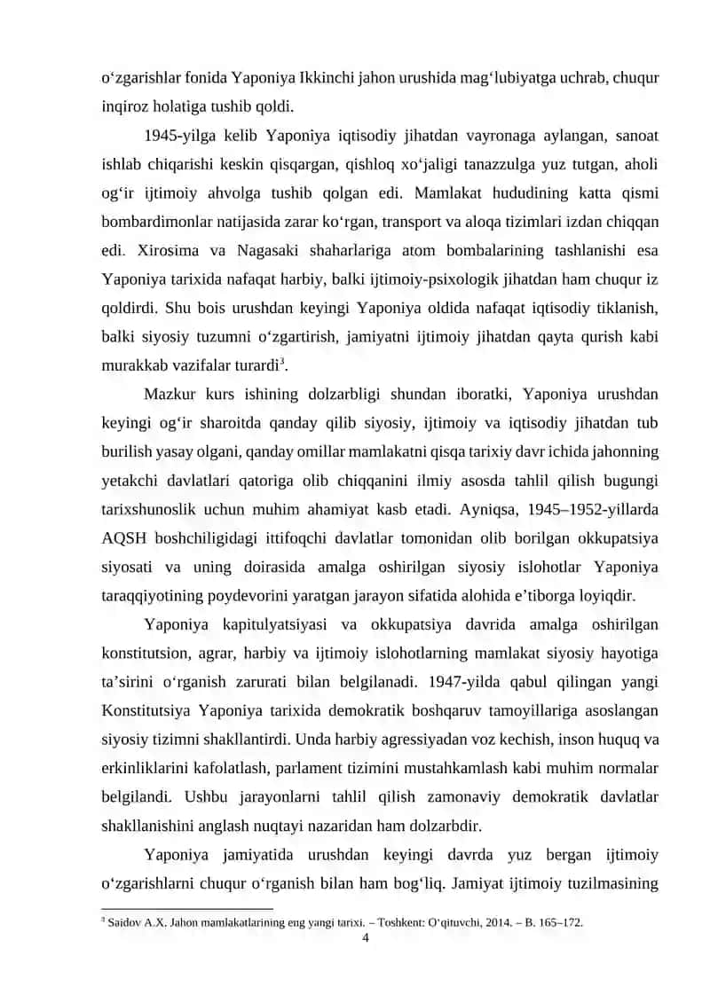 Yaponiya Ikkinchi jahon urushidan keyingi taraqqiyot Kurs ishi 3