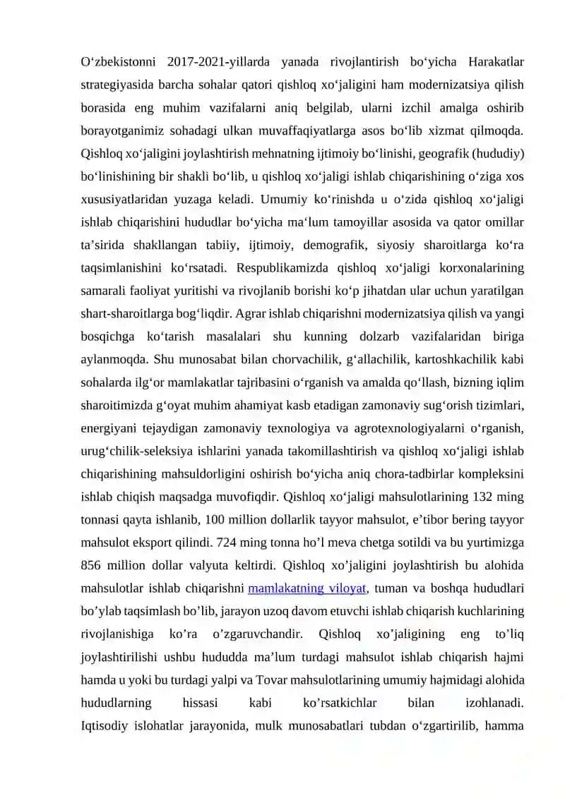 Mustaqillik yillarida qishloq xoʻjaligi va sanoat sohasidagi oʻzgarshlar 3