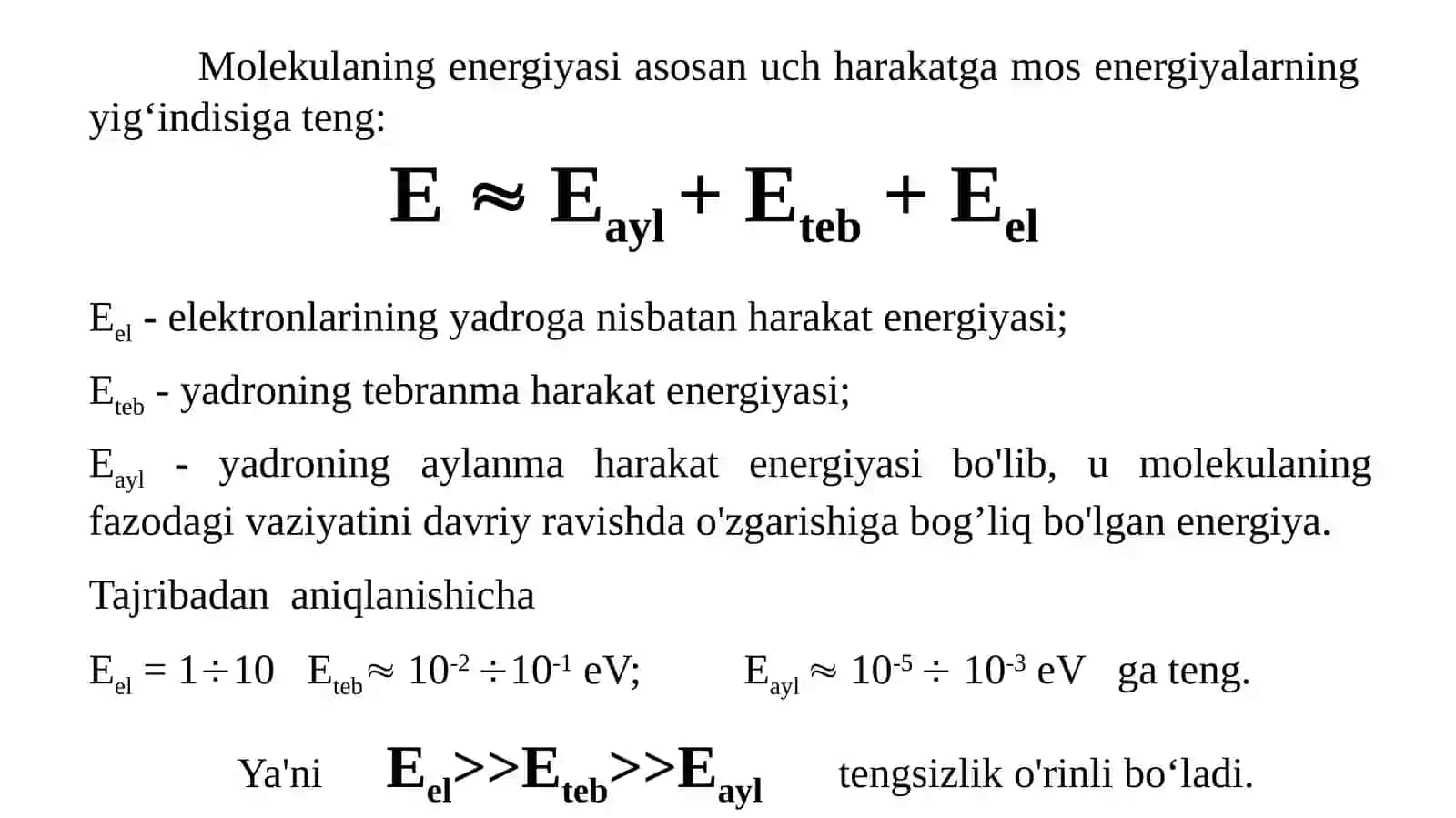 Molekulalarning energetikasi 3