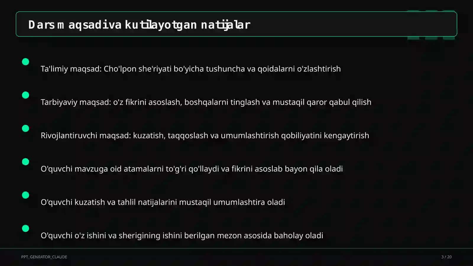 Cho'lpon she'riyati (7-sinf) 3