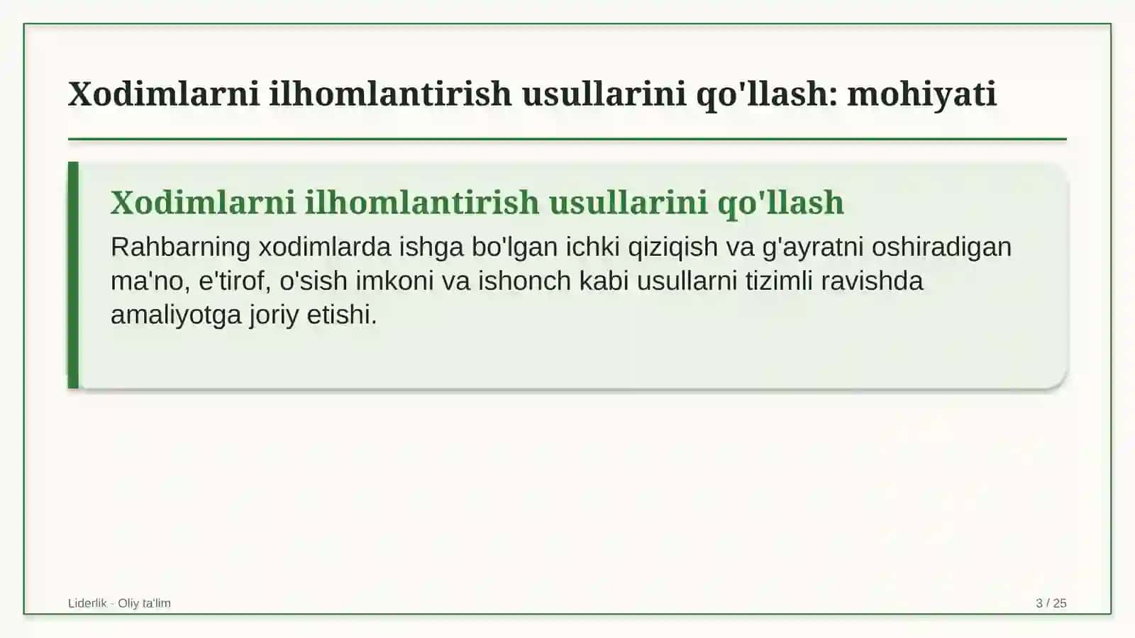 Burg'ulash korxonalarida xodimlarni ilhomlantirish usullarini qo'llash 3