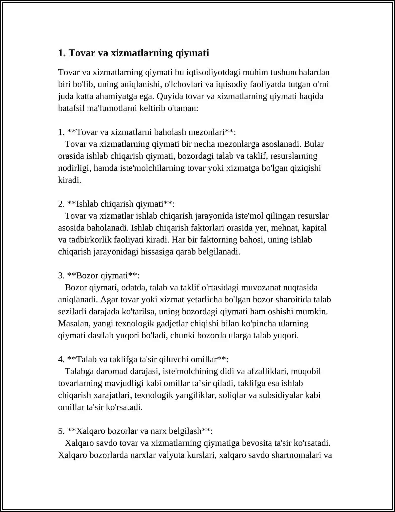IQTISODIYOTDA TOVAR VA PULLAR REFERAT 3