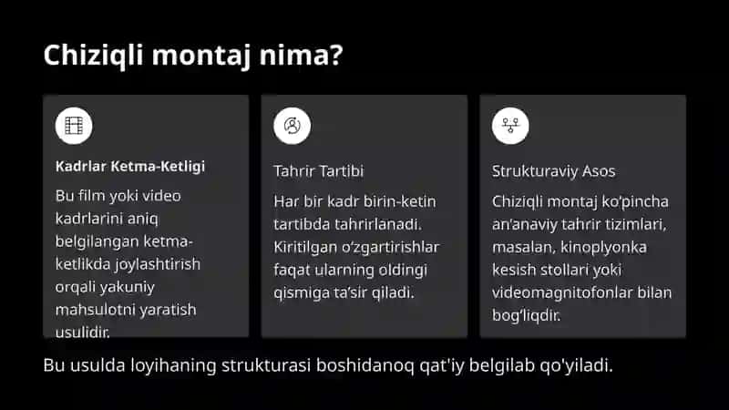 Chiziqli-va-Nochiziqli-Montaj-Usullarini-Taqqoslash-va-Qollash-Sohalari 3