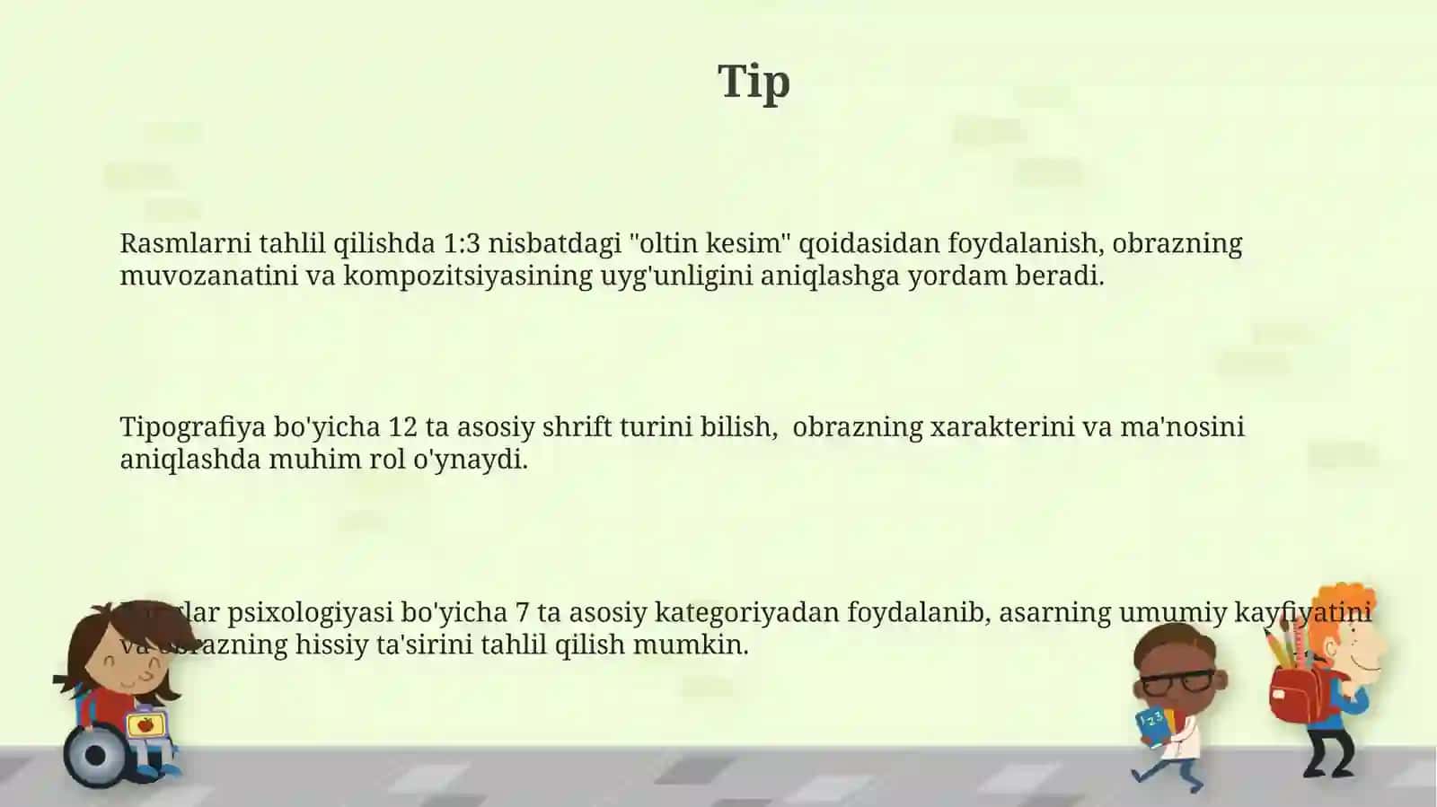 Badiiy obraz va obrazlilik. Xarakter. Tip 3