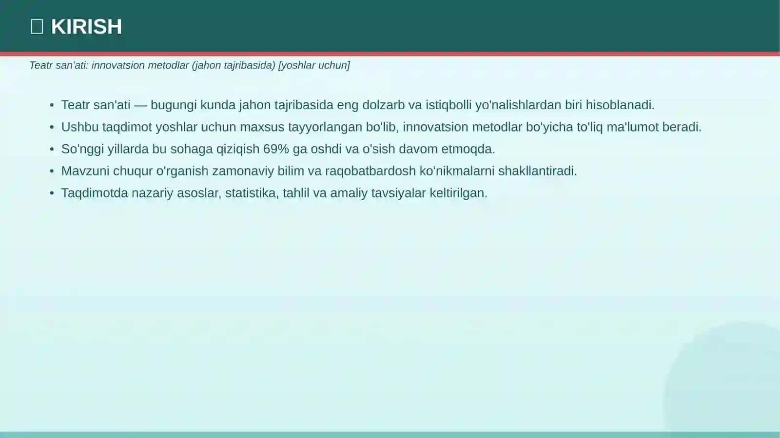 Teatr san'ati: innovatsion metodlar (jahon tajribasida) 3