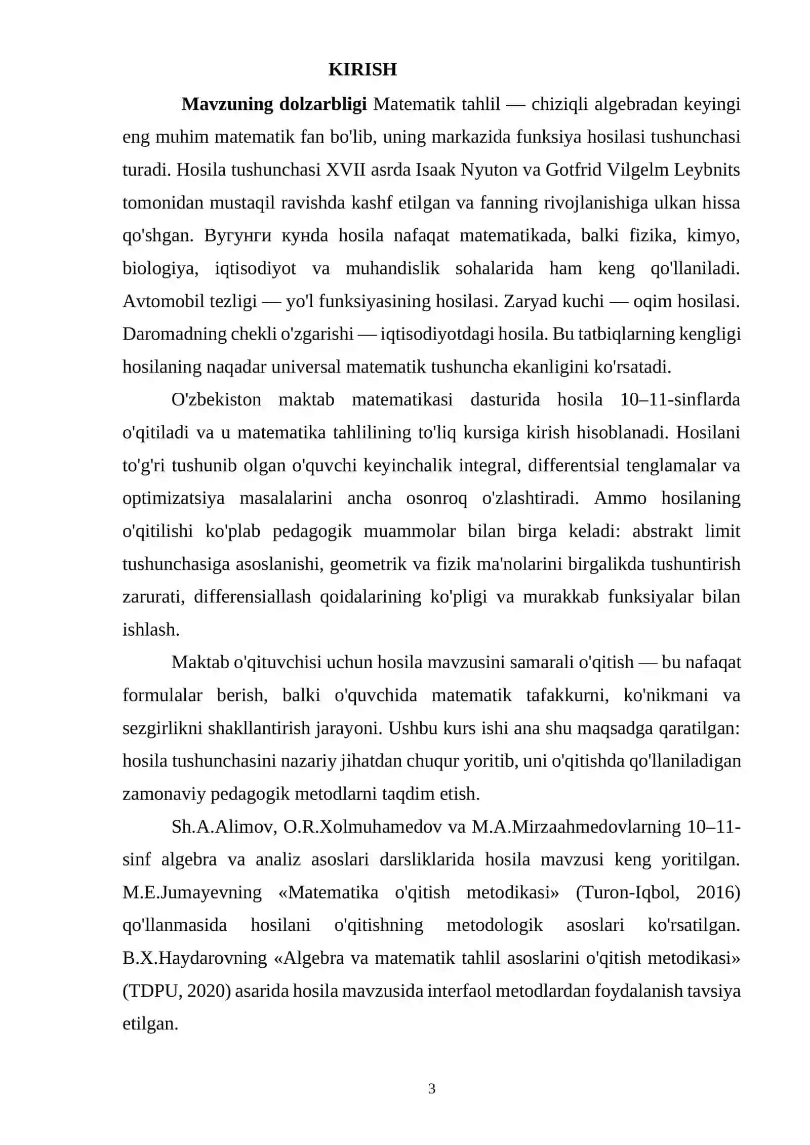 Funksiya hosilasi va uning kiritilishi. 3