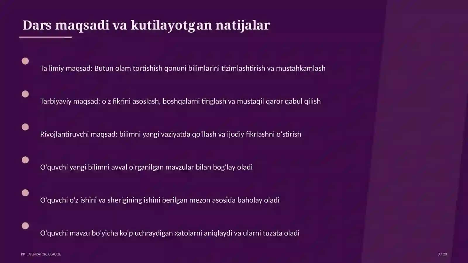 Butun olam tortishish qonuni (9-sinf) 3