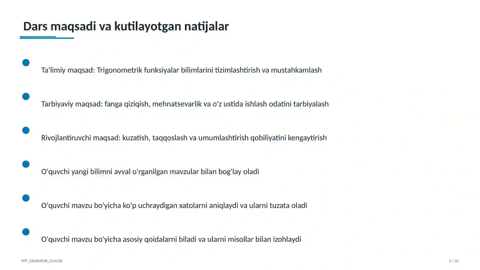 Trigonometrik funksiyalar (10-sinf) 3
