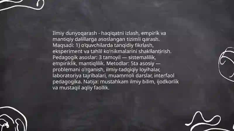 Ilmiy dunyoqarashni shakllantirish va o'quvchilarni aqliy tarbiyalash 3