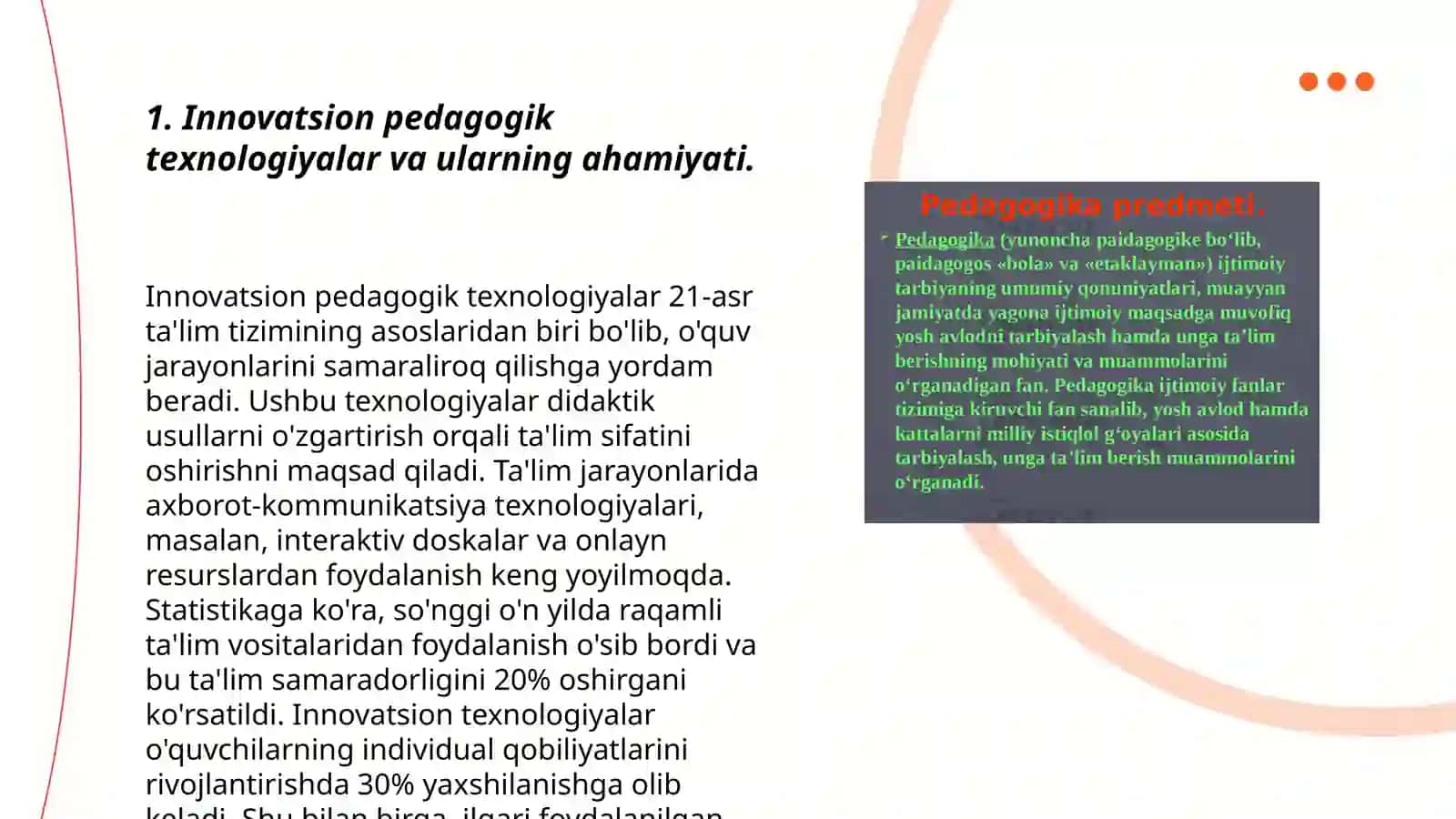 Mutaxassislik fanini oʻqitish metodikasi fanini oʻqitishda yangi pedagogik texnologiyalardan foydalanish 3