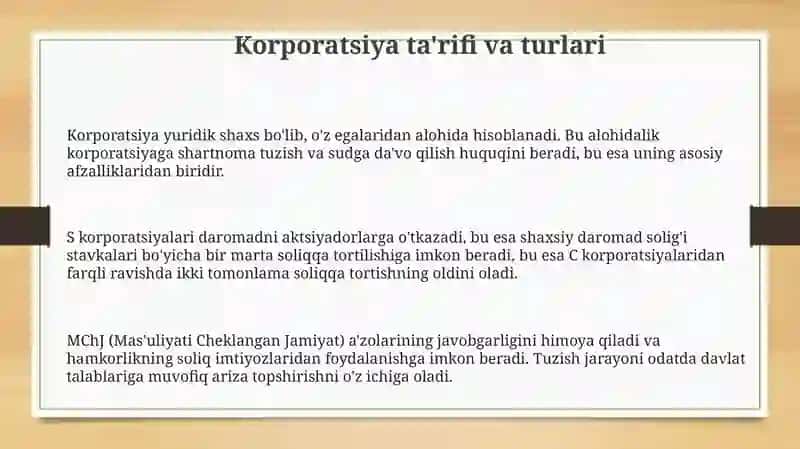 Korporatsiyalar turlari 3