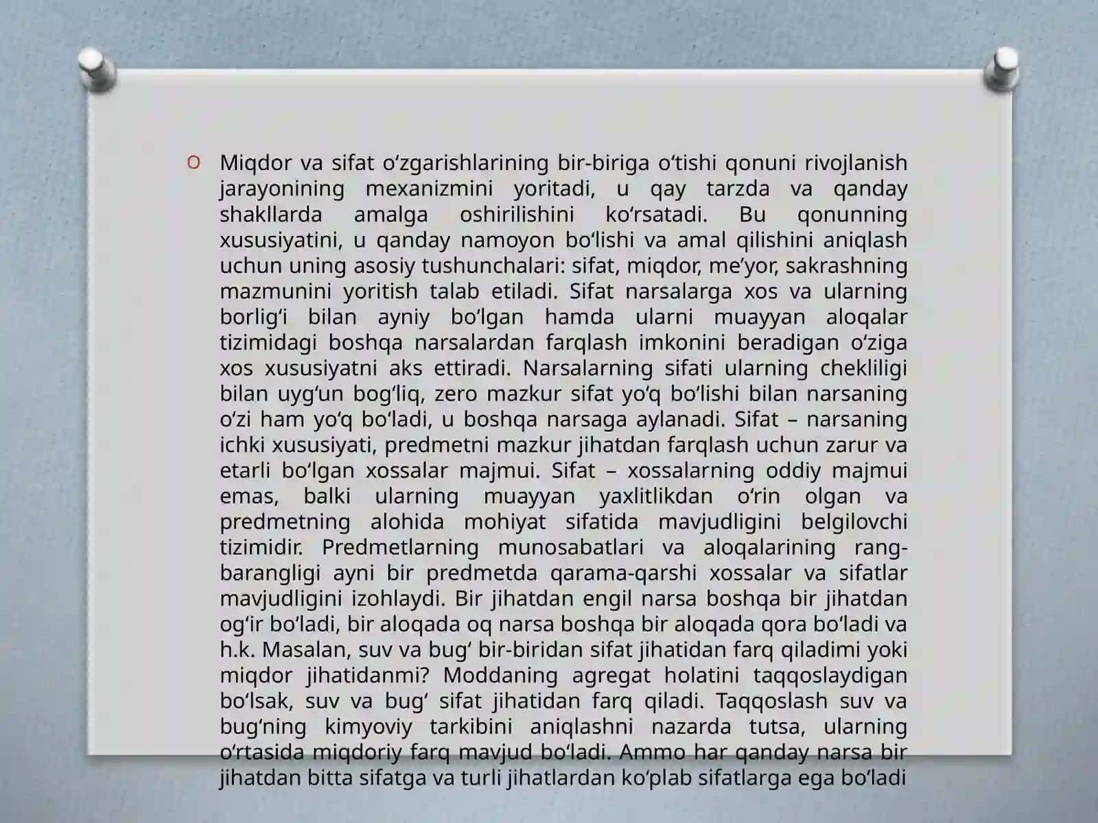 Miqdoro’zgarishlarining sifato’zgarishlarigao’tish qonuni 3