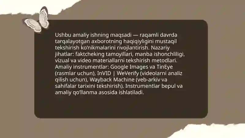 Faktcheking Instrumentlari Amaliy Ishi 3
