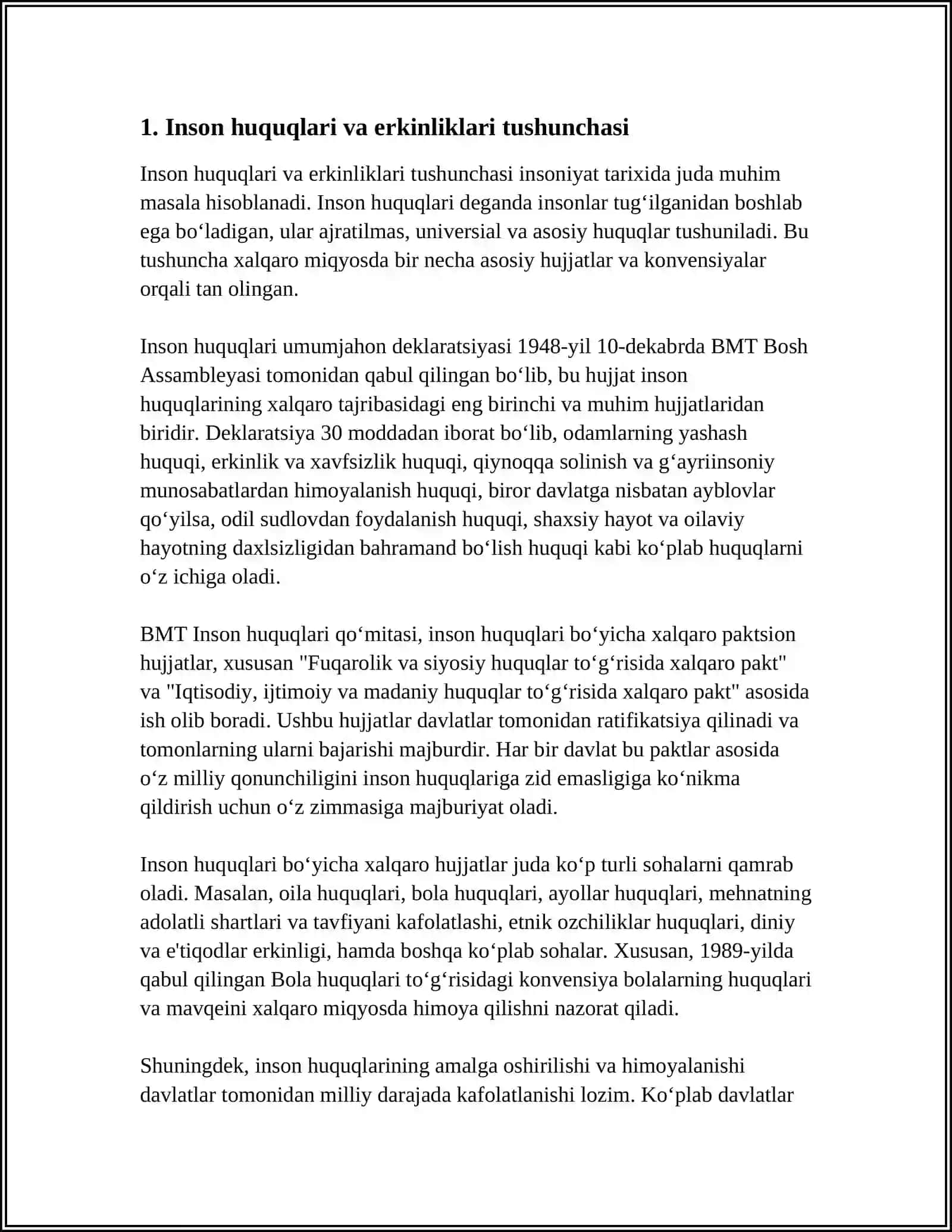 INSON VA FUQARONING HUQUQ VA ERKINLIKLARI 3