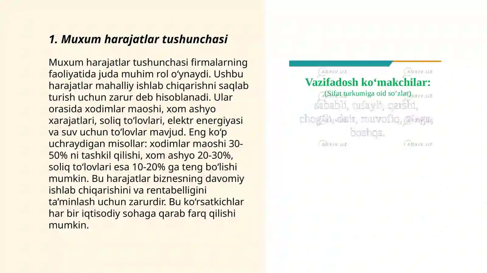 Muxum harajatlarni tahlil qilish 3