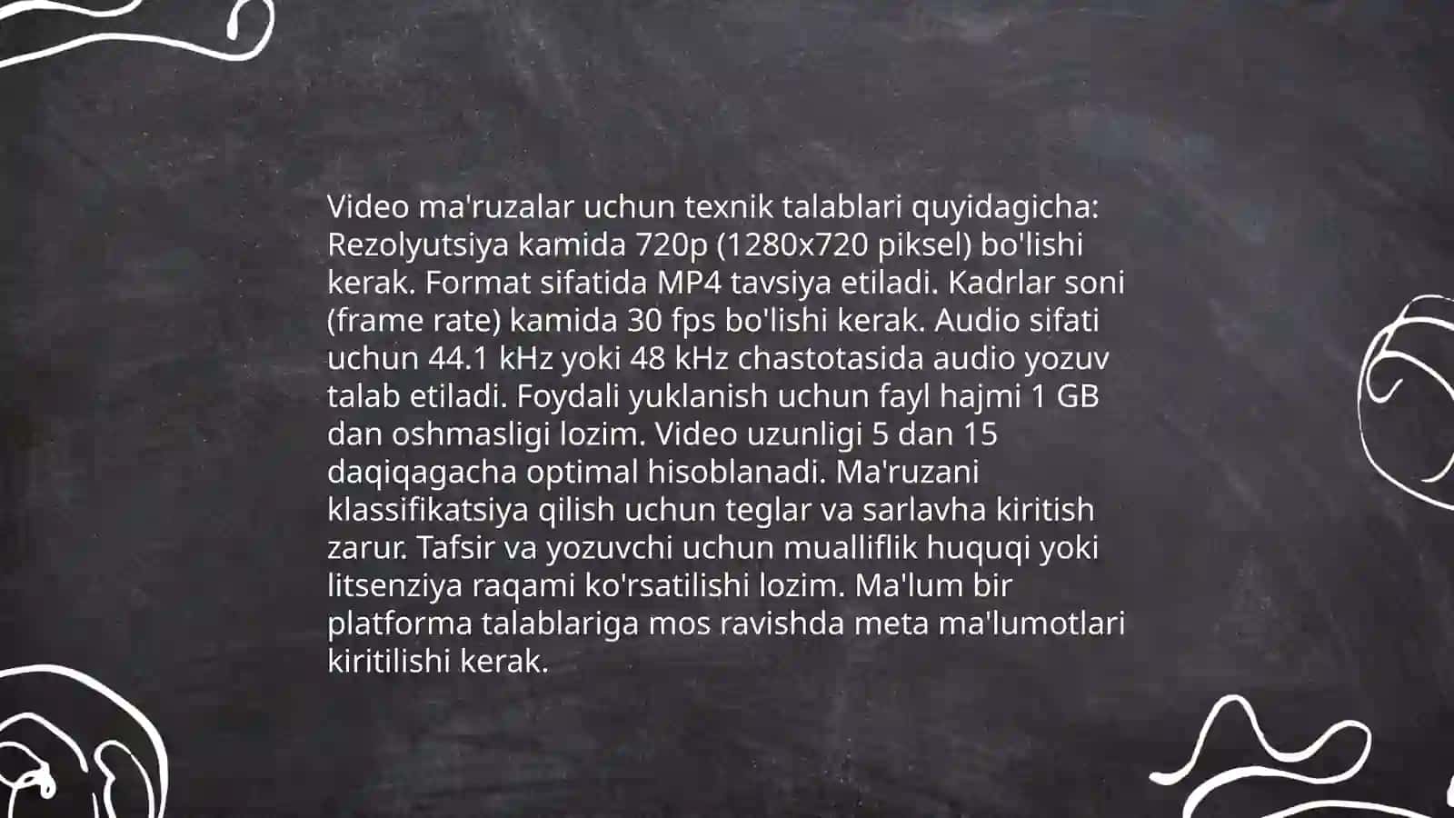Video ma'ruzalar va ularni tashkil etishga qo'yiladigan talablar 3