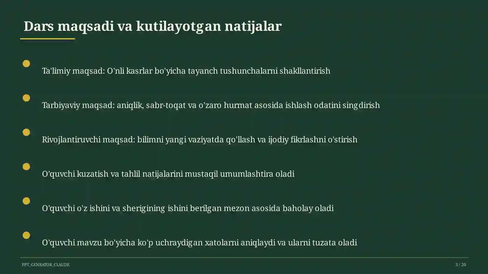 O'nli kasrlar (5-sinf) 3