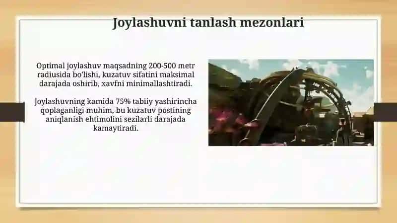 Kuzatuv posti uchun maxfiy joy tanlash 3