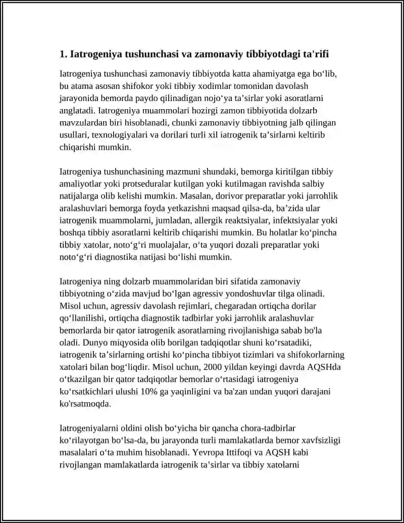HOZIRGI ZAMON TIBBIYOTIDA YATROGENIYA MUAMMOLARI YATROGENIYA AHAMIYATI DOLZARBLIGI HOZIRGI ZAMONNING AGRESSIV TIBBIYOTI BILAN BOĞLIQLIGI 3