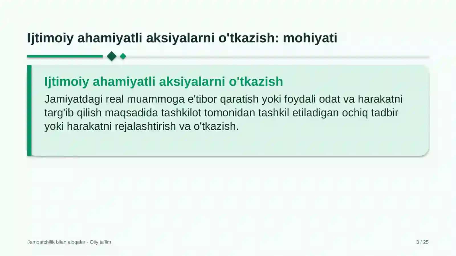 Axborot agentliklarida ijtimoiy ahamiyatga ega aksiyalarni o'tkazish 3