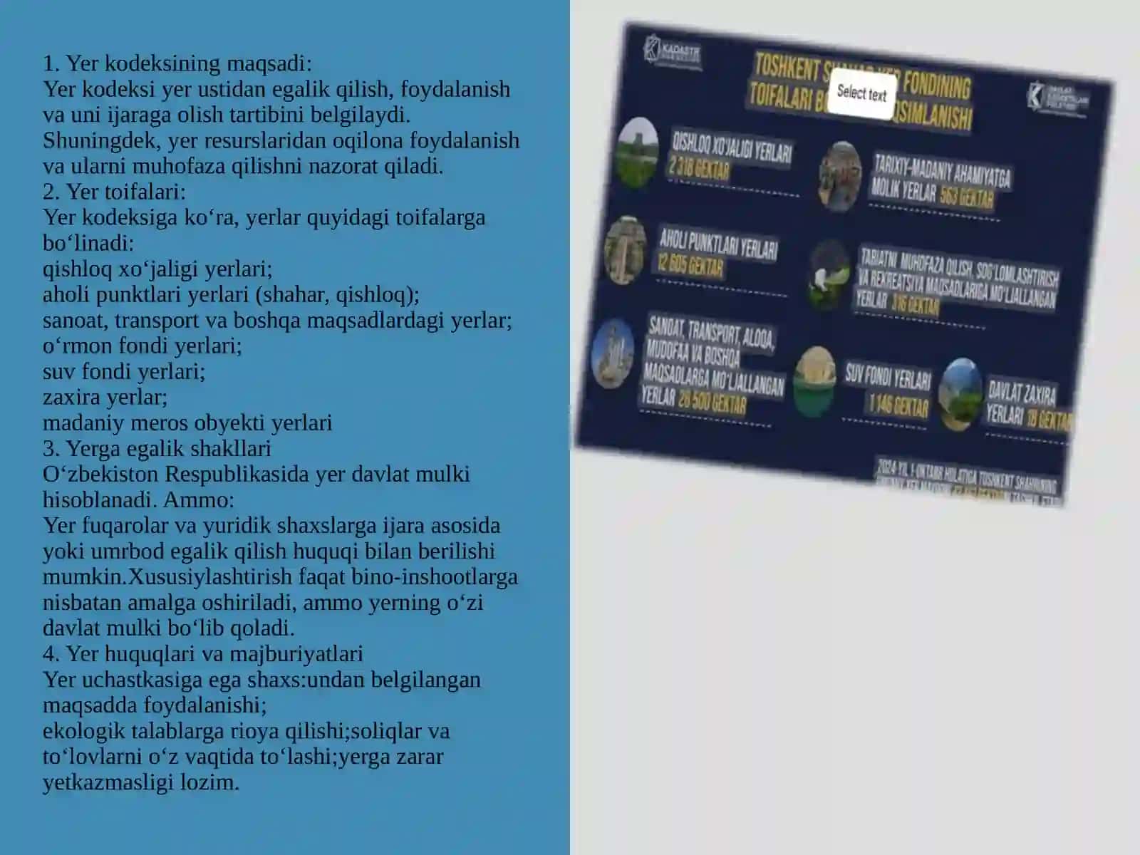 O`zbekiston Respublikasi Yer kodeksini o`rganish va tahlil qilish 3