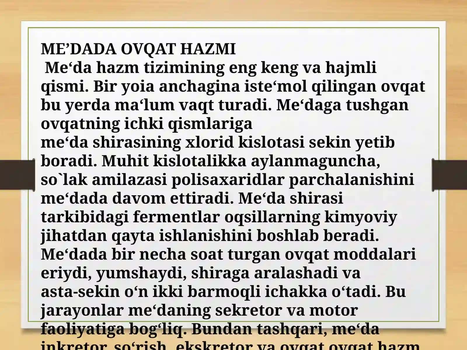 Me’dada ovqat hazmi 3