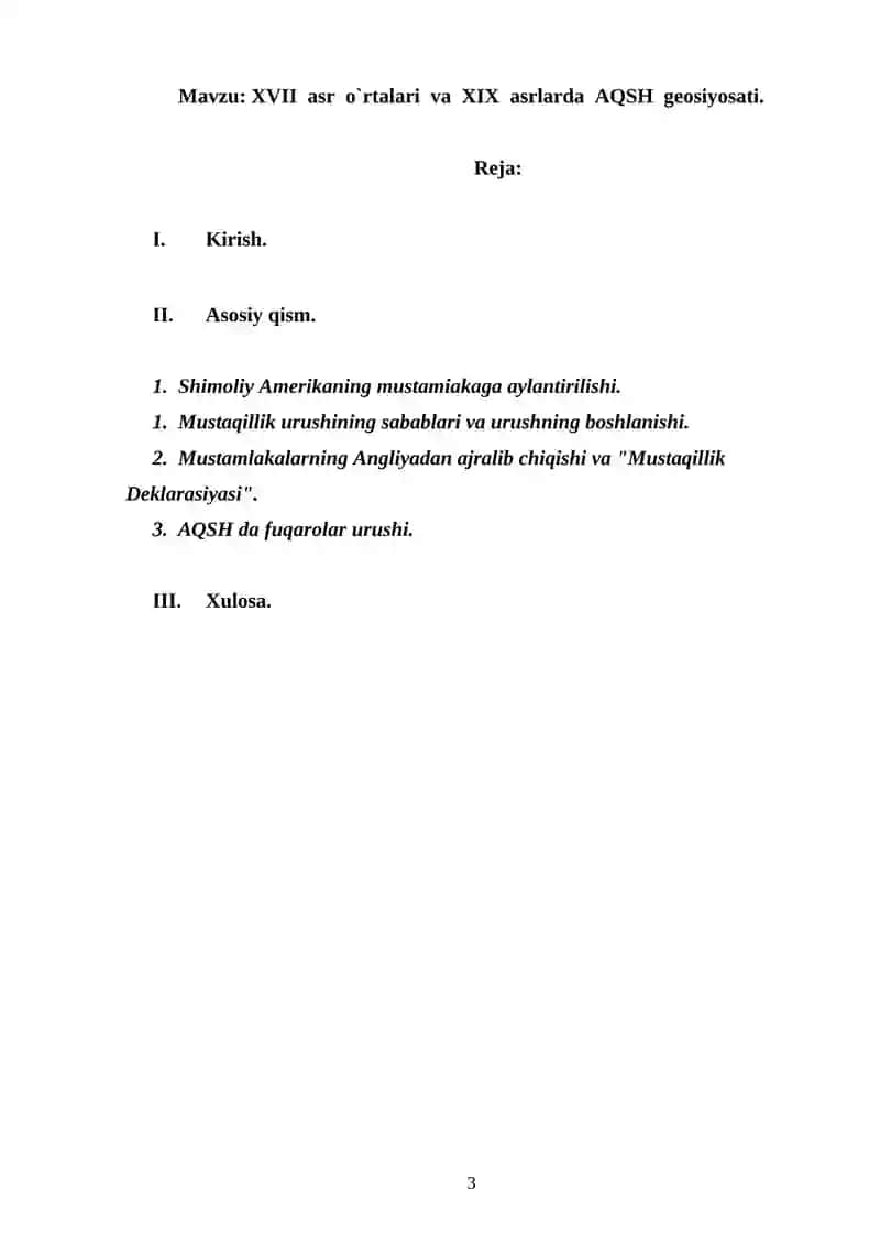 XVII asr o`rtalari va XIX asrlarda AQSH geosiyosati 3