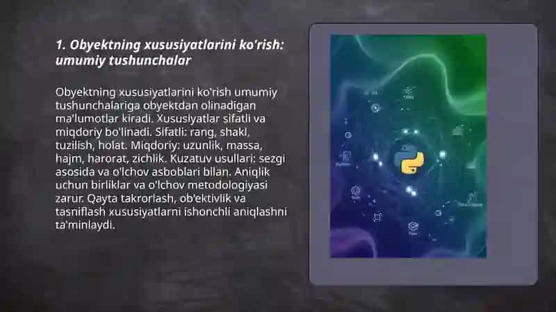 Obyektning xususiyatlari korish 3