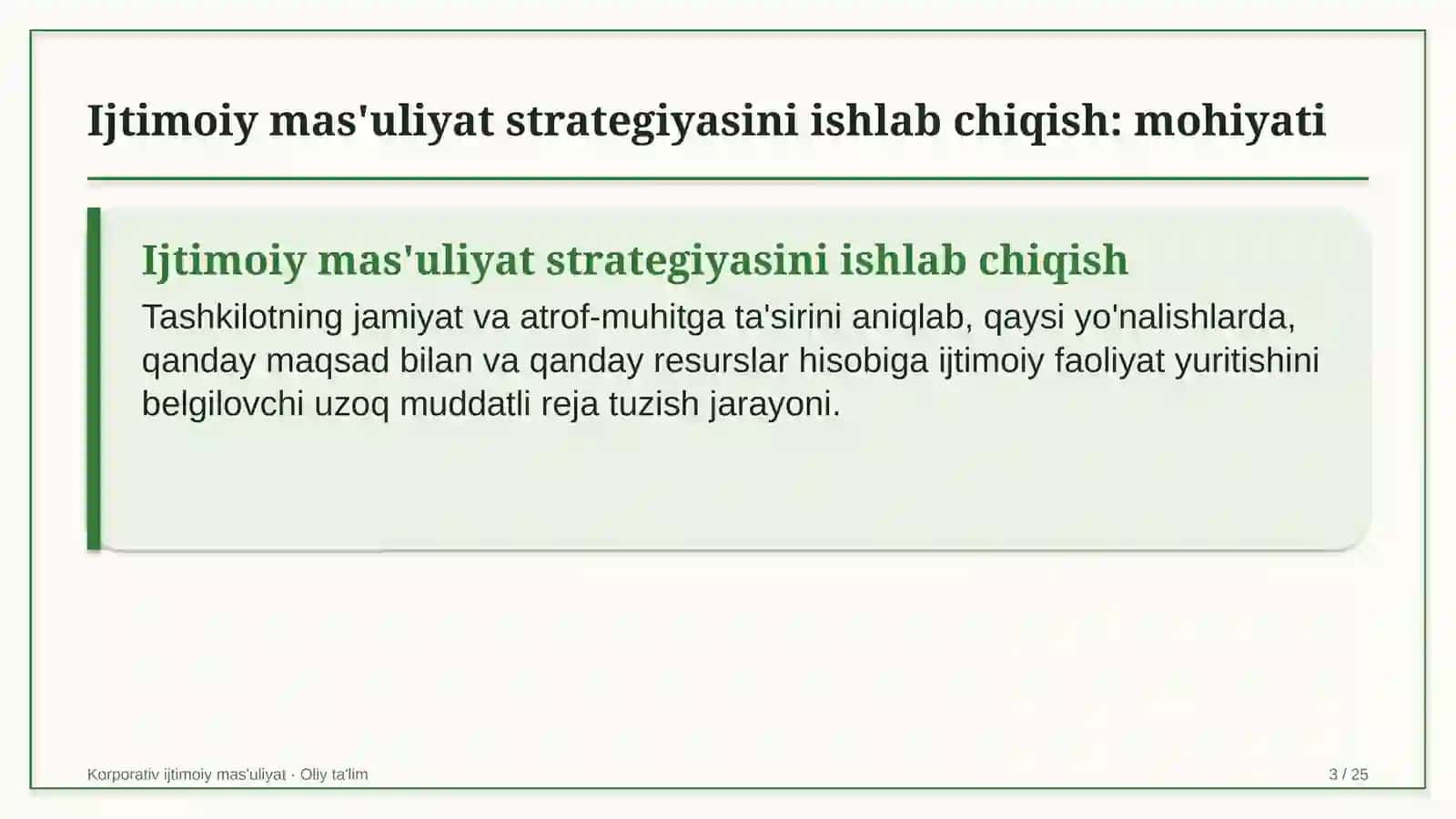 Davlat korxonalarida ijtimoiy mas'uliyat strategiyasini ishlab chiqish 3