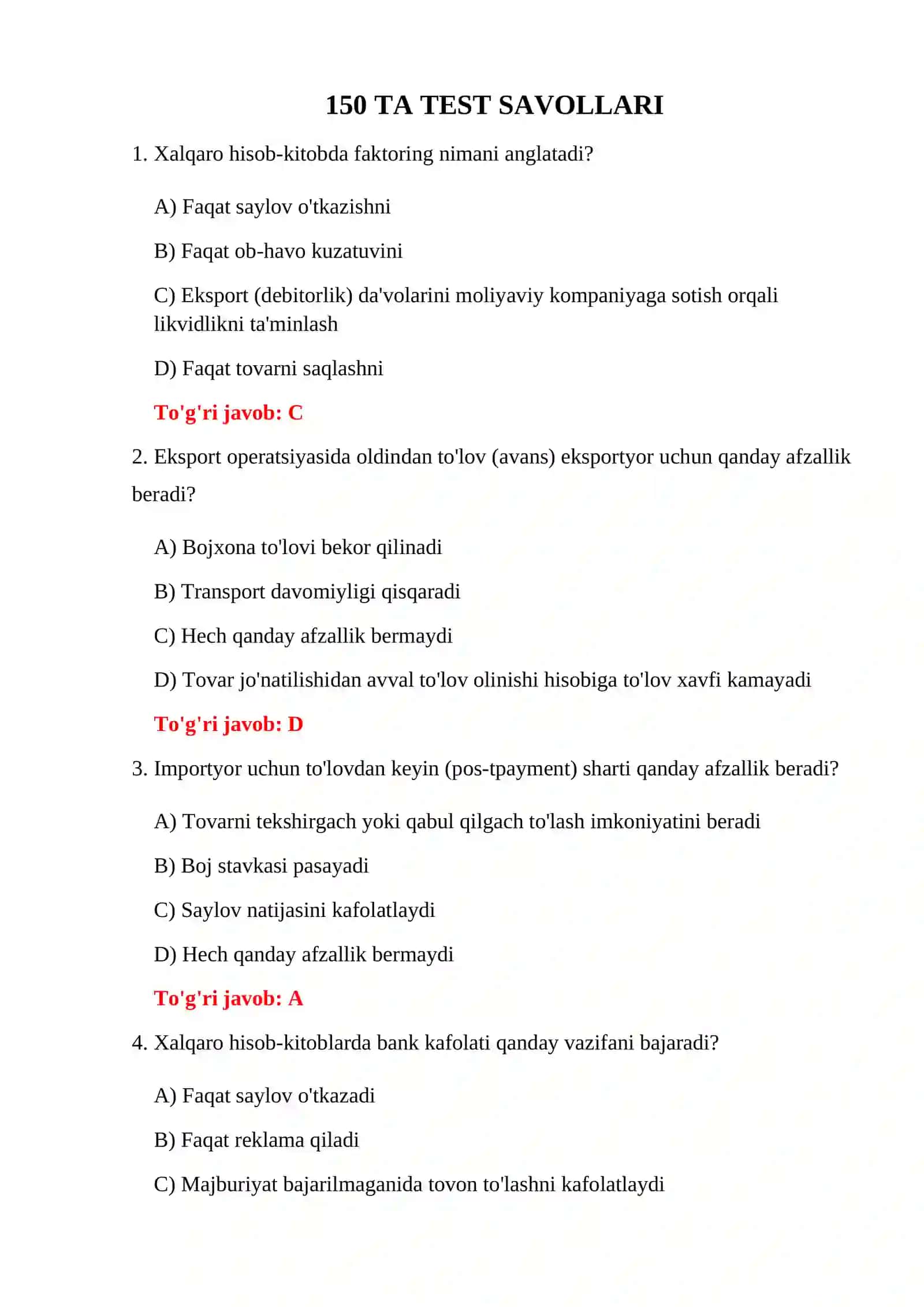 TASHQI IQTISODIY FAOLIYAT TESTLARI 3