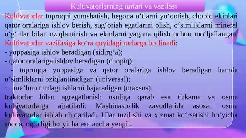 «Zamonaviyqishloqxo‘jalikmashinalari»fanidanamaliymashg‘uloti 3
