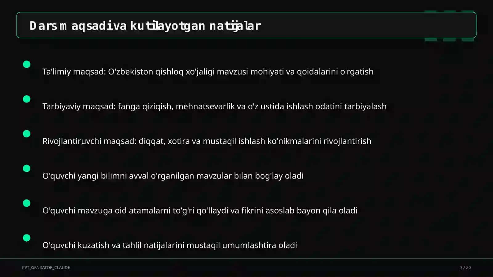 O'zbekiston qishloq xo'jaligi (9-sinf) 3