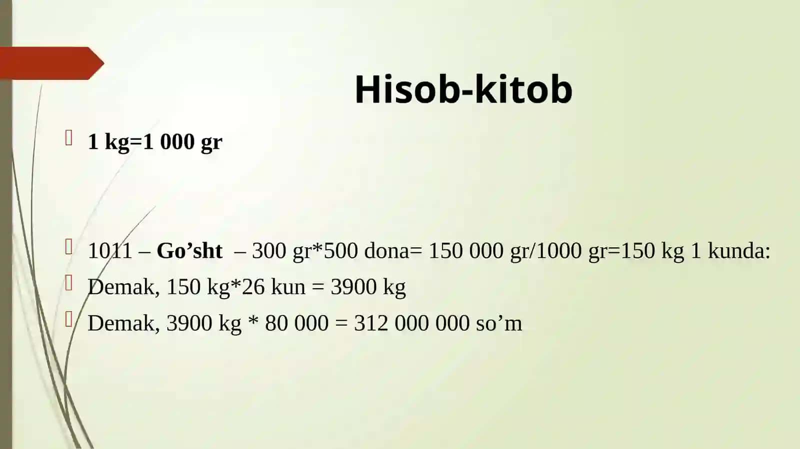Xom ashyolarni xarid qilish. Mahsulot narxi hisobi 3