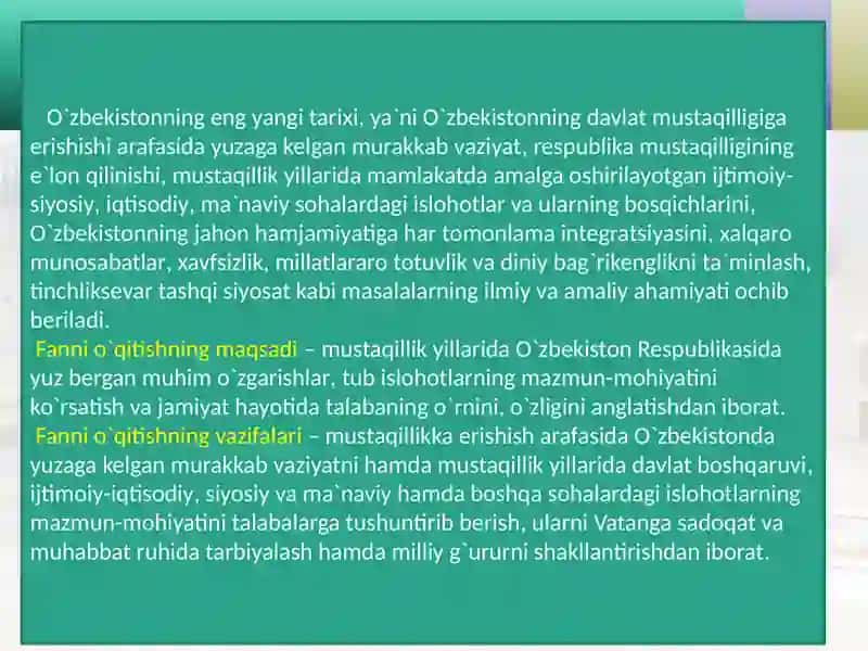 O‘zbekistonning eng yangi tarixi 3