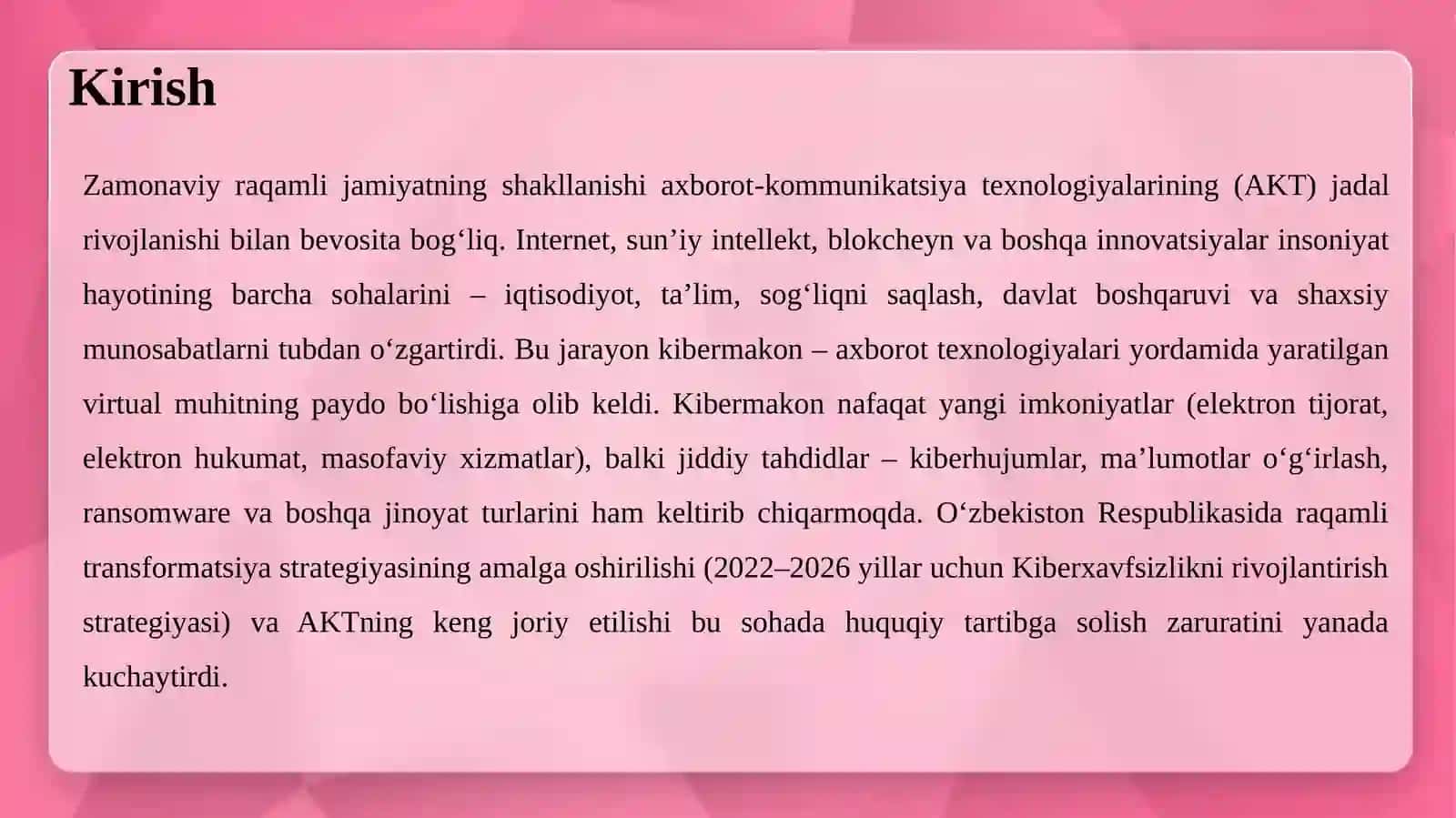 Kiberhuquq va kiberjinoiyatlar tushunchasi, predmeti va funksiyaviy tizimlari 3