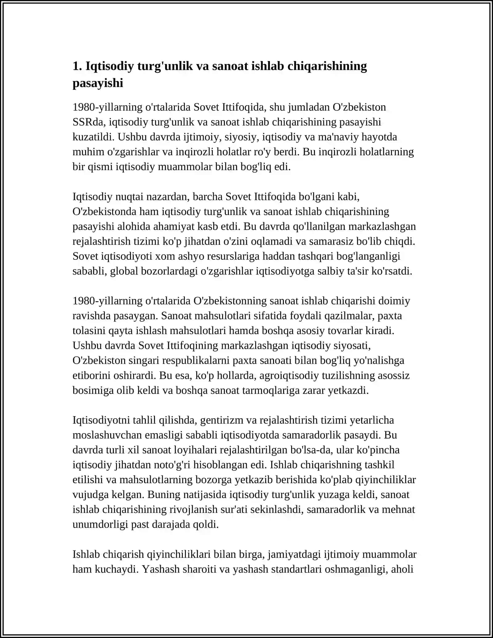 XX ASR 80-YILLARI ORTALARIDA RESPUBLIKA IJTIMOIY SIYOSIY IQTISODIY VA MANAVIY HAYOTIDAGI INQIROZLI HOLAT 3