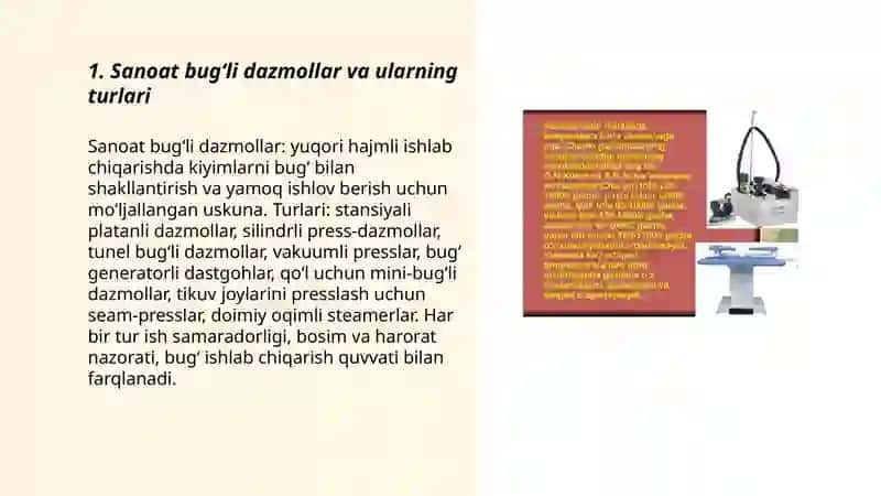Tikuv buyumlariga namlab-isitib ishlov berish zamonaviy uskunalari 3