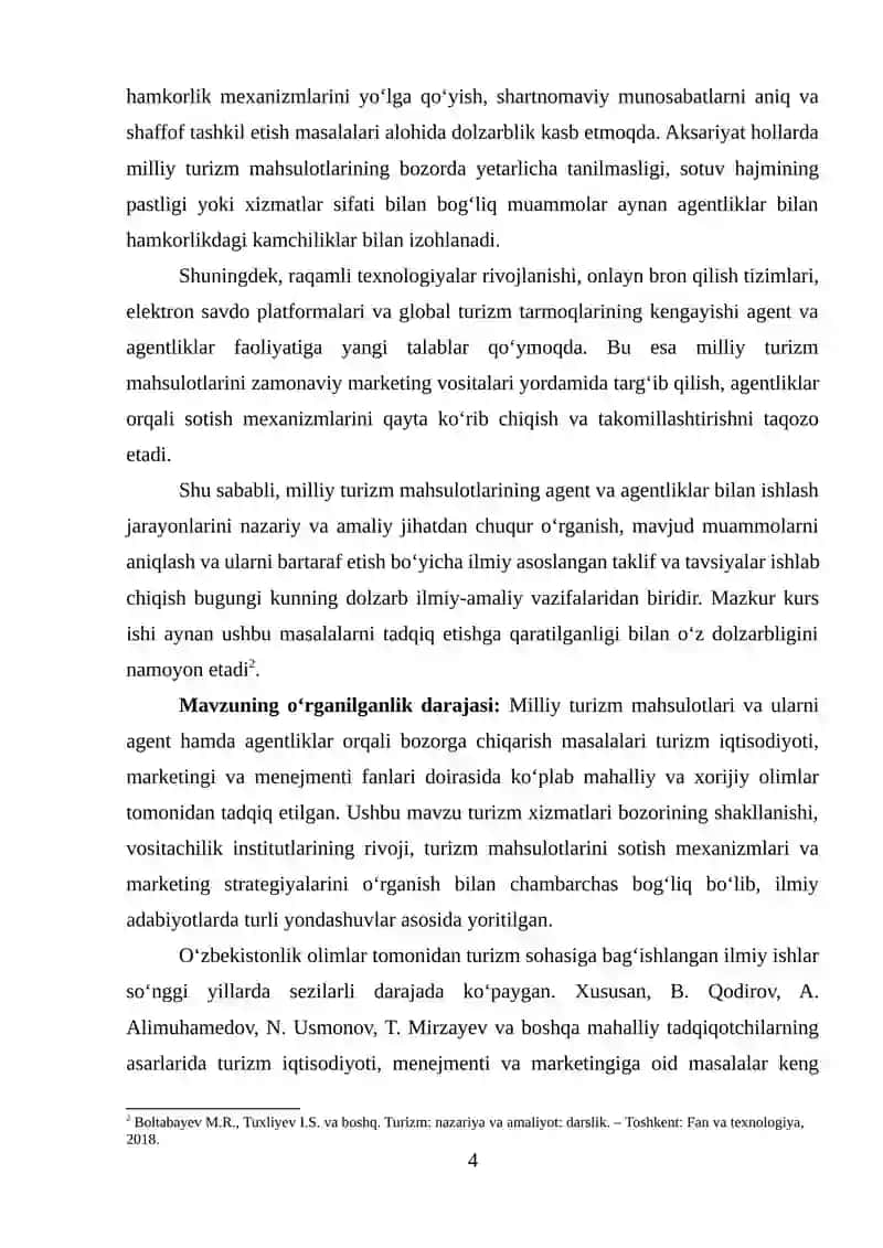 MILLIY TURIZM MAHSULOTLARINING AGENT VA AGENTLIKLAR BILAN ISHLASH 3