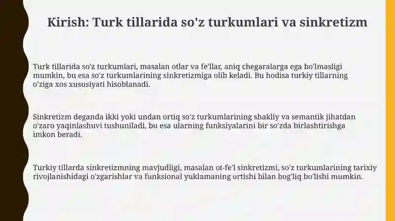 Turkiy tillarda turkum sínkretizmi. Ot-fe'l sinkretizmi 3