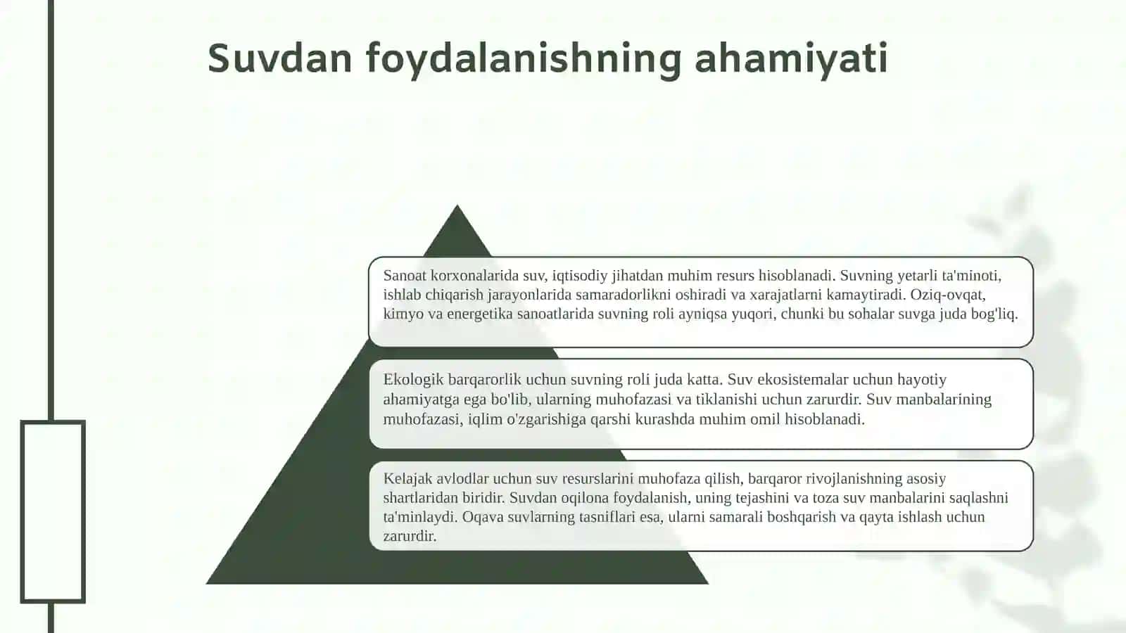 Sanoat korxonalarida suvdan foydalanish,oqava suvlarning hosil bo’lishi,ularning tasniflari 3