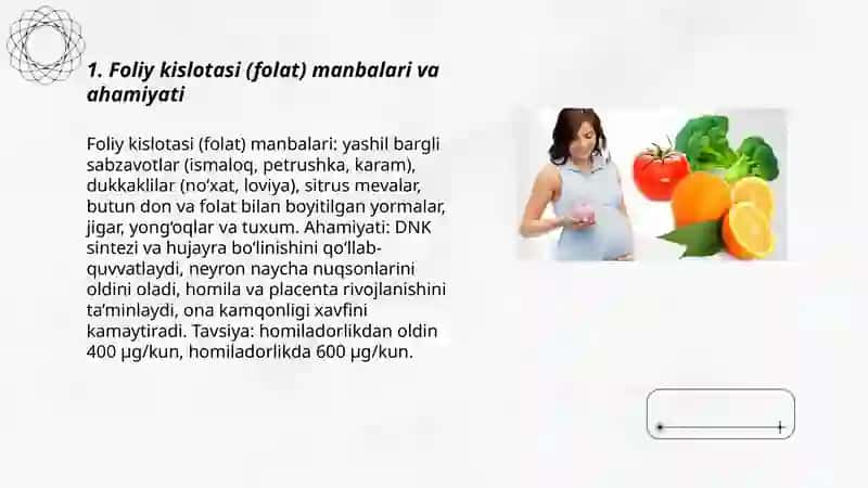 Homilador ayollar istemol qiladigan taomlar va vitaminlar 3