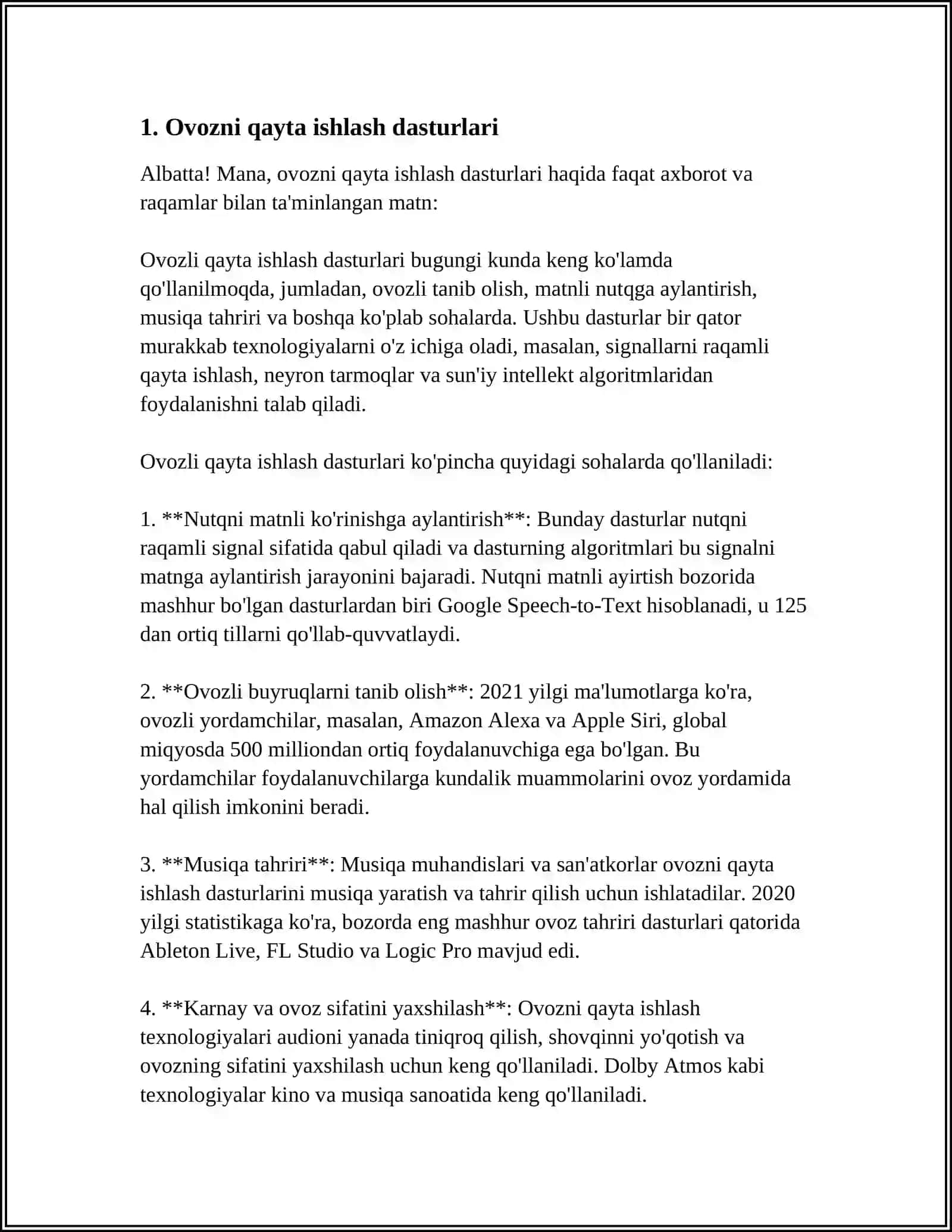 OVOZNI QAYTA ISHLASH VA TINGLASH UCHUN DASTURIY MAHSULOTLAR 3