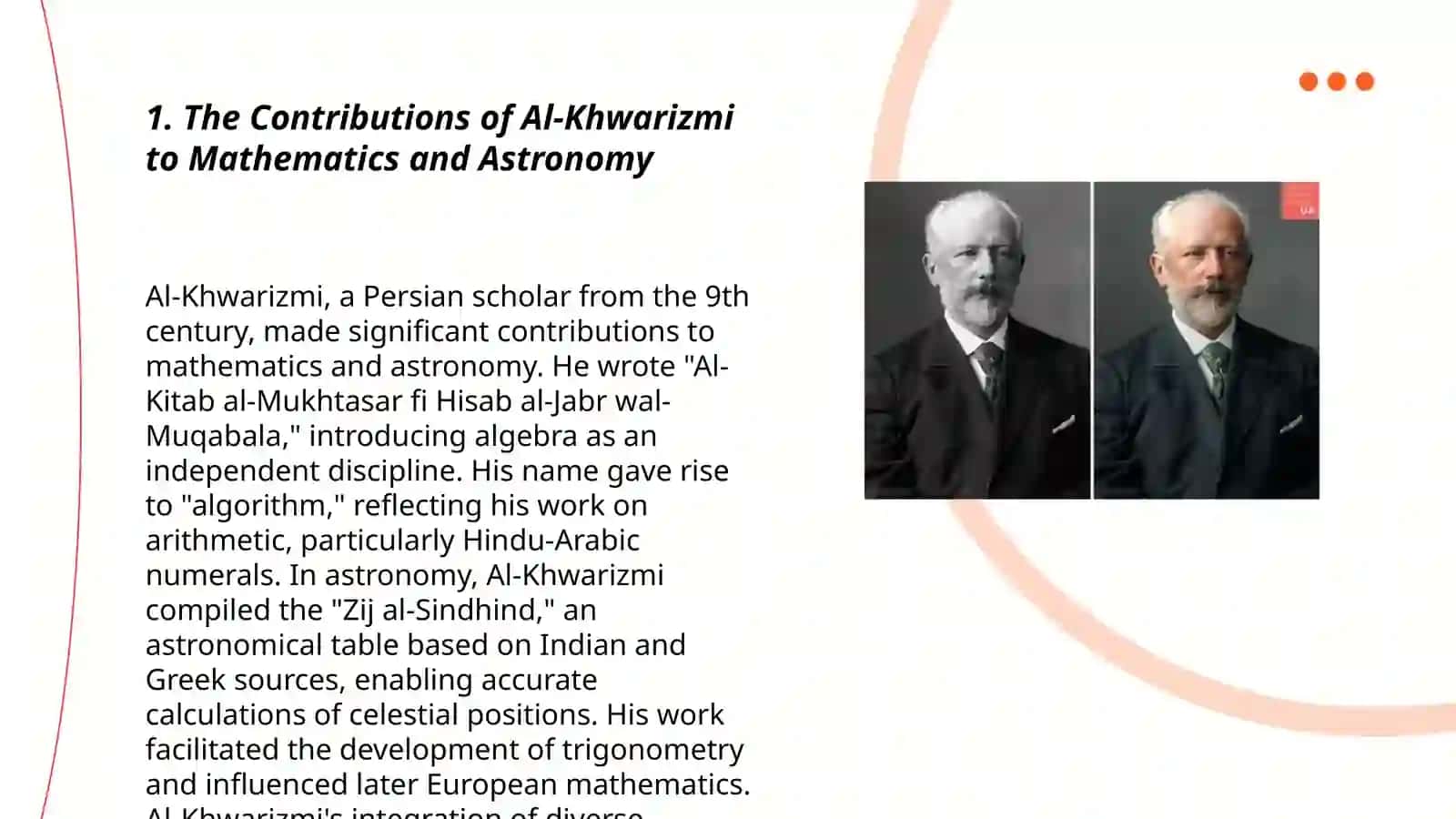 Contributions of Al-Khwarizmi to Mathematics and Astronomy 3