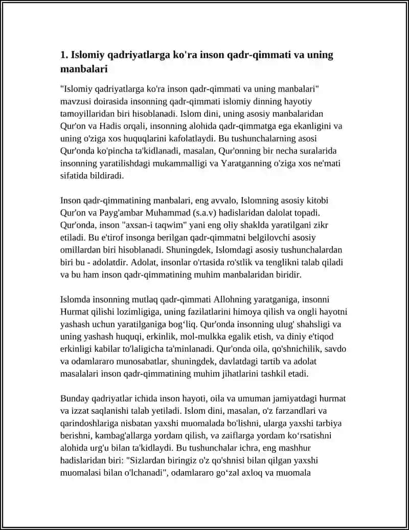 ISLOMIY QADRIYATLAR TIZIMIDA INSON QADR-QIMATI, AXLOQ VA HUQUQ MASALALARI 3