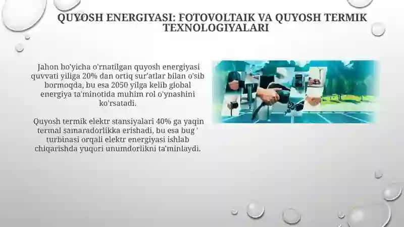 Quyosh Energiyasi: Fotovoltaik va Quyosh Termik Texnologiyalari 3