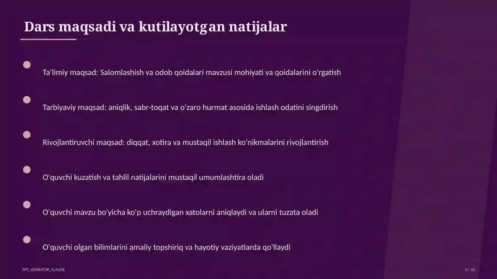 Salomlashish va odob qoidalari (1-sinf) 3