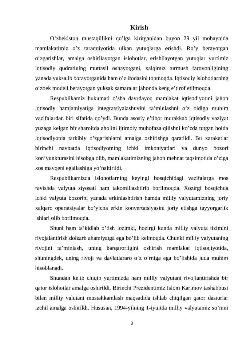 O'zbekistonda milliy valyutaning muomalaga kiritilishi va uning mamlakat iqtisodiyotiga ta'siri 3