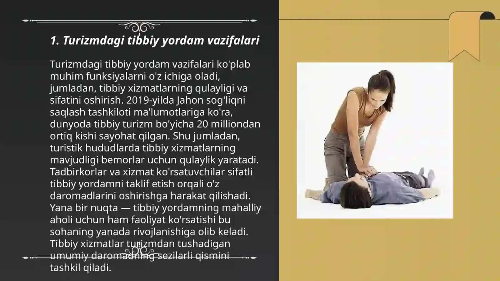 Turizmda hushdаn kеtishdа ekskursаntga birinchi yordam ko‘rsatishni amalda ko‘rsatib berish 3