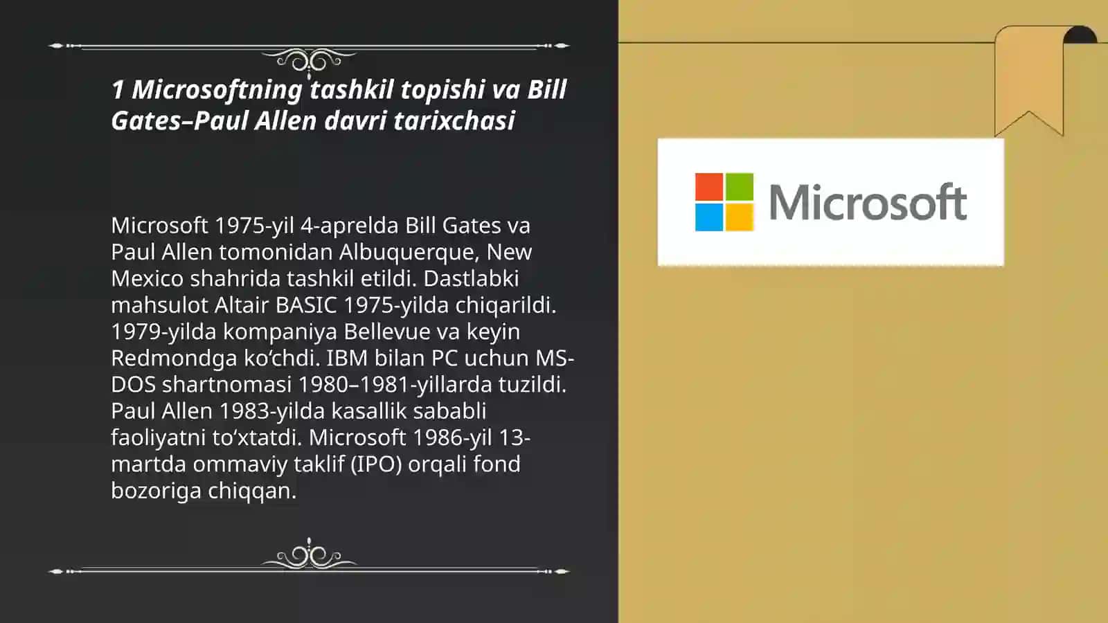 Microsoft kompaniyasining 1-Qisqacha Tarixi 3