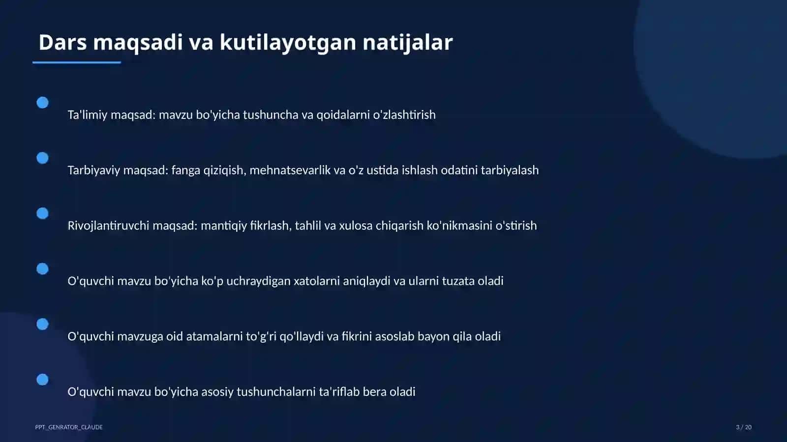 Dars rejasi 3